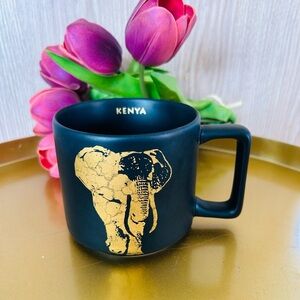 Starbucks Black Gold Kenya Elephant Logo Coffee Mug Cup